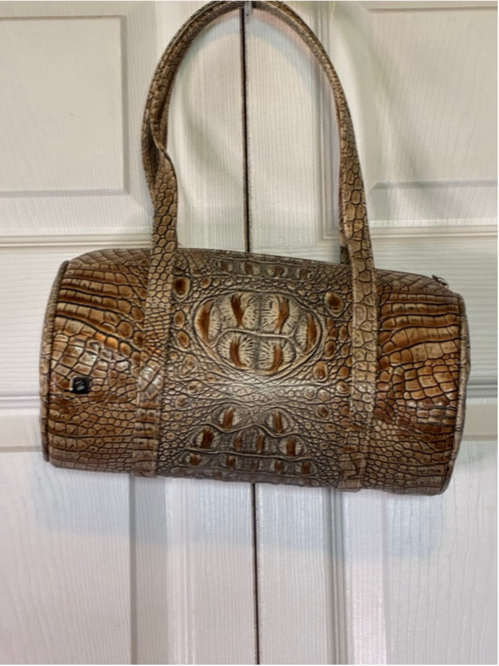 Women's BESSO Brown Beige Alligator Embossed Shoulder Bag One Size